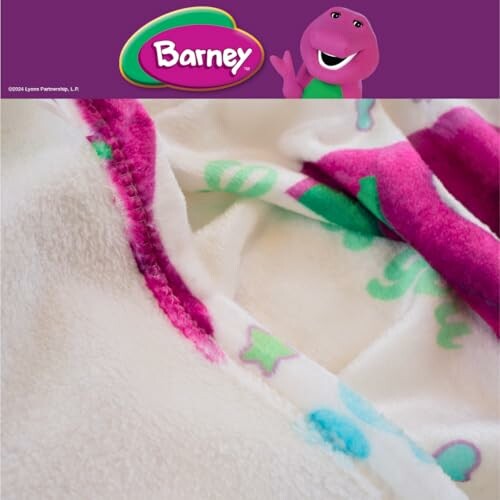 Barney themed blanket with colorful designs