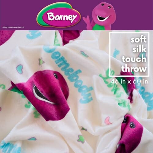 Barney soft silk touch throw blanket with character design