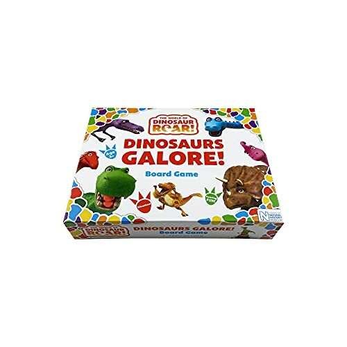 Dinosaurs Galore board game box with colorful dinosaur illustrations.