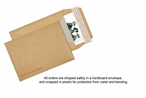 Photo in a protective hardboard envelope with a note about safe shipping.